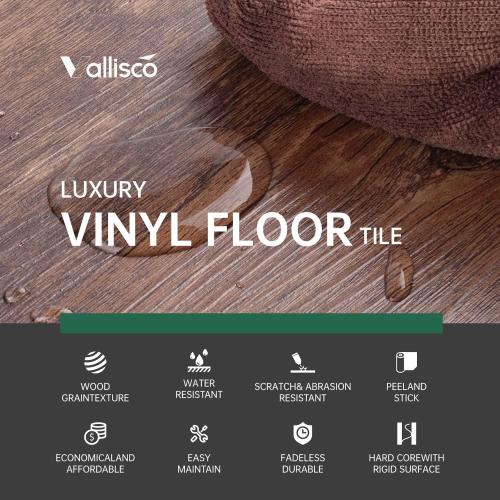 Peel and Stick Vinyl Flooring 36 Pack 54 Sq.Ft, Waterproof Vinyl Flooring Peel and Stick for Office, Living Room, Bathroom, Kitchen - Unique Design, Easy to Install Floor, Brown