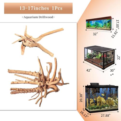 majoywoo Natural Large Driftwood for Aquarium Decor Reptile Decor, Assorted Spider Wood Branch 13-17 Long, Fish Tank Decoration