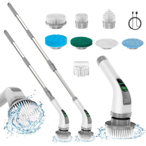 Pancellent Electric Spin Scrubber,2025 Upgrade 7 in 1 Electric Cleaning Brush,360RPM Powerful Cleaning,1.5H Bathroom Scrubber Dual Speed with Extension Arm for Kitchen,Car,Tile,Wall,Floor,Shower