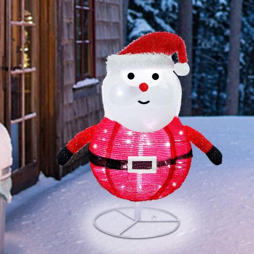 1.8ft Pre-Lit Light Up Santa Claus, 48 LED Outdoor Lighted Santa Claus Christmas Yard Decoration