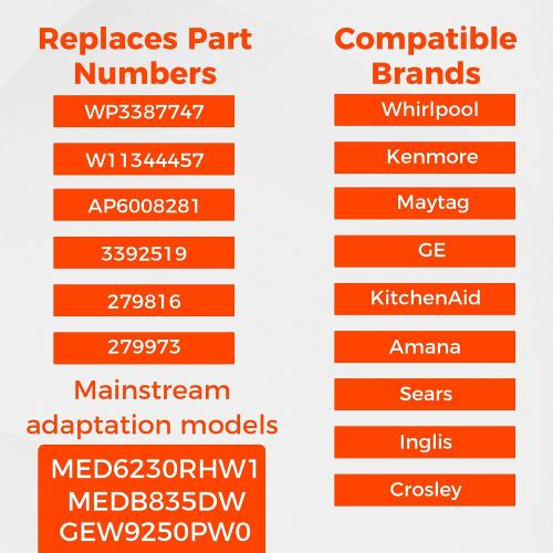 UPGRADE HEATING PLATE WP3387747 W11344457 Dryer Heating Element Kit For Whirlpool Cabrio Kenmore He2 Elite He3 Maytag Dryer MED6230RHW1 MEDB835DW GEW9250PW0 WD05X30818 GEQ9800PW2 MEDB835DW4 GEQ9800PW1