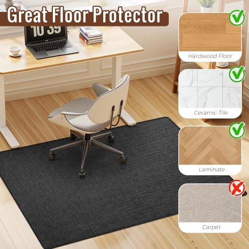 Wansimoo Office Chair Mat for Hardwood and Tile Floor, 36x55 Floor Mat, Heavy Duty Computer Gaming Chair Mat, Anti-Slip, Non- Curve, Desk Chair Mat,Floor Protector for Home Office(Black)