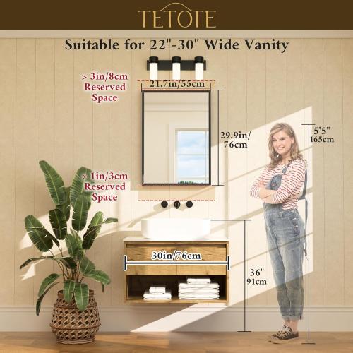 TETOTE Brushed Nickel Mirror 22 x 30 Rectangle Beveled Frame Bathroom Vanity Mirror for Over Sink Brushed Nickel, Tempered Glass, Stronger Frame, Modern Farmhouse Bedroom, Entryway