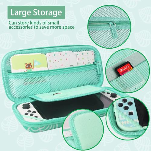 TIKOdirect Carrying Case Compatible with Nintendo Switch OLED Joy-Con Controllers Newest Updated with 4 Cute Thumb Grip Caps and 2 Screen Protectors, Anti-Scratch Touch Grip Cover, Animal Crossing