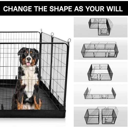 PJYuCien Dog Playpen Plus Storage Bag, 31.3 H 8 Panels Puppy Pen with Square Bottom, Heavy Duty Dog Fence for Puppies/Small Dogs