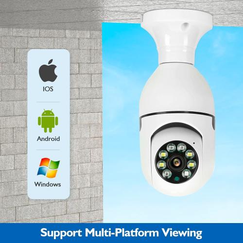 Bulb Security Camera 2.4GHz Wireless, 360°2K Tuya Smart Indoor 3MP Camera, Full Color Night Vision & Motion Tracking, AI Human Detection, Audible Alarm, Alexa/Google Home, Solar Powered