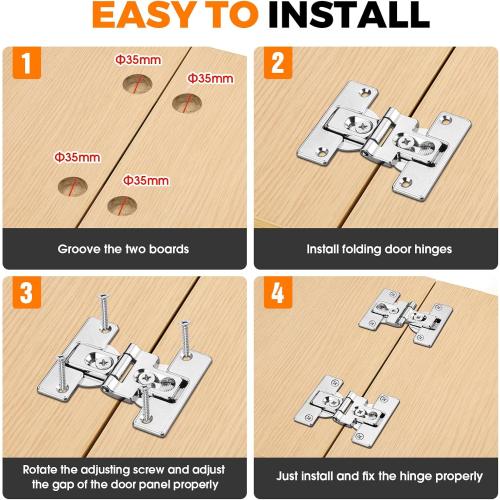 Bifold Door Hinges-Soft Close,180° Folding Concealed Hinge for Cabinets