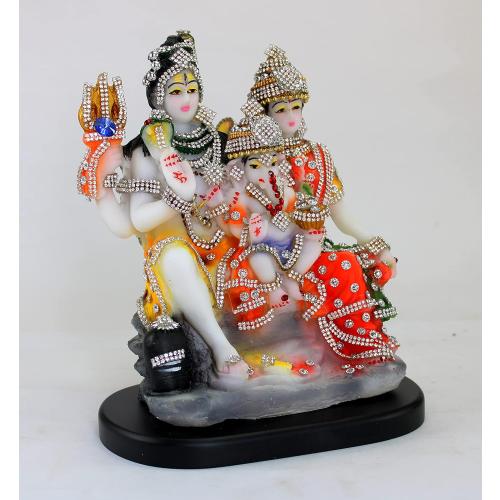 eSplanade Resin Shiv Parivar - 8 inches | Shiva Parvati, Shiva, Bholenath, Shankar Parvati with Ganesha Nandi Murti Idol, Statue or Moorti (Shiva Family) | Pooja Idols | Home Decor