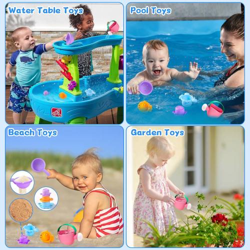 Fajiabao Baby Bath Toys for Kids Ages 1-3 Toddler Bath Toys Mold Free for 2-4 Bathtub Sand Beach Pool Water Toys for 1  Year Old Girl Gifts 5 PCS (Color Random)