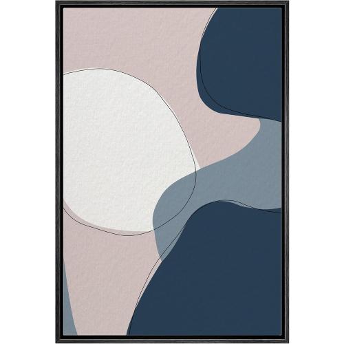 Color-Banner Framed Canvas Print Wall Art Blue, White & Gray Camouflage Imprint Geometric Shapes Illustrations Modern Art Industrial Multicolor Cool for Living Room, Bedroom, Office - 16x24 Black