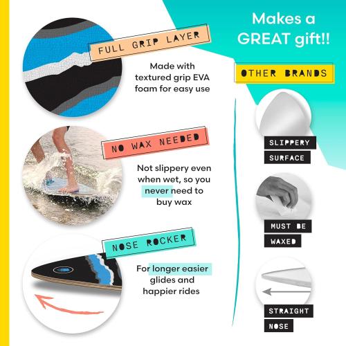 Own the Wave Black Claw Strike 40″ High Performance Wooden Skimboard - Features Non-Slip Traction Pad | Comes with Padded Carry Bag Made from Recycled Plastics – for Kids and Adults