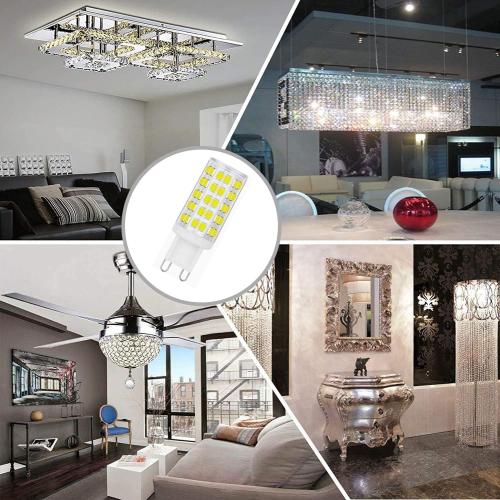 G9 LED Light Bulb Daylight Dimmable 6W,(60W Halogen Equivalent),6000K 120V No-Flicker G9 Bi Pin Base LED Bulbs for Chandeliers, Home Lighting 360° Beam Angle,600LM 6 Packs