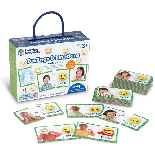 Learning Resources Feelings & Emotions Puzzle Cards - SEL, Emotional Regulation Tools for Kids, Toddlers Calming Corners, Montessori Essentials, Matching Games, Flash Cards, Homeschool, Preschool