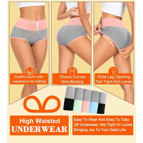 Size L MISSWHO Womens High Waisted Cotton Underwear Full Coverage Soft Double-Layer Waistedband Panties