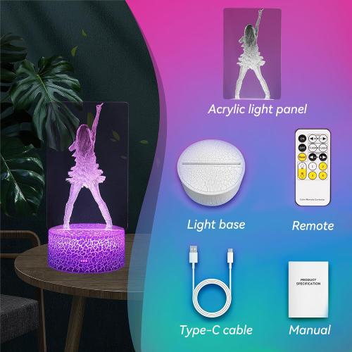 Girls Gifts, Singing Girl Birthday Gift, Decoration for Room. Table Lamp for Music Party Supplies.Night Light with 16 Colors Change and Timing