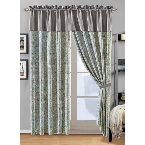 GrandLinen - 3-Piece Oversize King (115 X 95) Quilt Set Microfur Bedspread Coverlet Fine Printed Warm Winter Bed Cover (Aqua Green, Light Grey, Paisley)