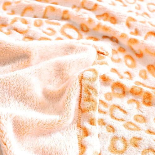 PLEASANT BOULEVARD | Leopard Throw Blanket Fleece, Premium Lightweight Cozy Warm Plush Microfiber Bedspread for Couch Sofa and Bed (Orange, Twin (60 x 80 inches))