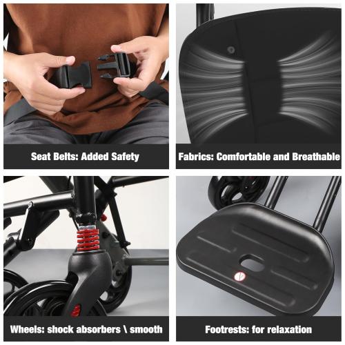 Wheelchairs for Adults,Transport Wheelchair Lightweight Foldable with Removable Cushion,Transport Chair,Ergonomic Travel Wheelchair with Telescopic Handle,Gifts for Grandpa,Black