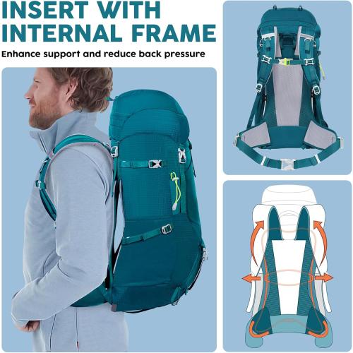 N NEVO RHINO Internal Frame Hiking Backpack 50/60/65/70/80L, Mountain Climbing Camping Backpack Daypack Waterproof Rain Cover