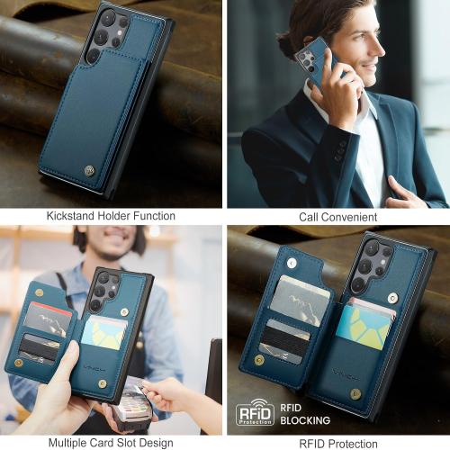 Vinich for Samsung Galaxy S25 Ultra Wallet Case with Card Holder, Blue