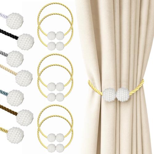 Hion Magnetic Curtain Tiebacks Golden 6 Pack, Curtain Tiebacks Buckles Holdbacks Holders Hooks Clip for Home Bedroom Office Decorative Thick or Thin Curtain