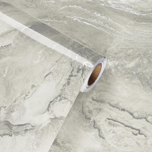 Beige/Silver Peel and Stick Marble Wallpaper for Bathroom Kitchen Backsplash Glossy Marble Contact Paper for Countertops Granite Wallpaper Adhesive Countertop for Table Shelf Liner Decor 24''x315''