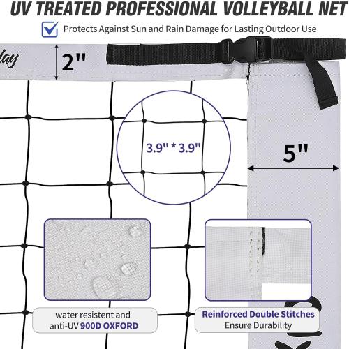 Outdoor Professional Volleyball Net Set for Backyard Beach with Adjustable Heavy Duty Poles, Durable Net, PU Volleyball & Pump, Carry Bag