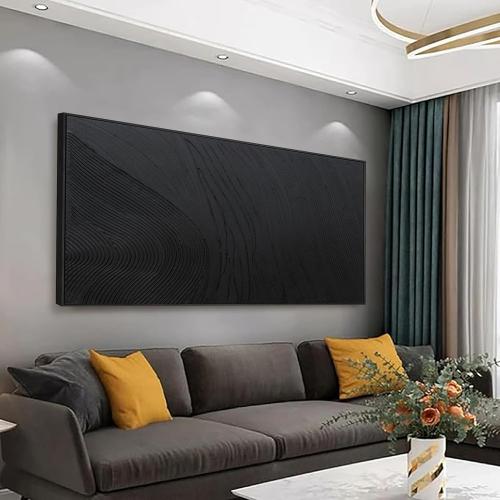 Black Wall Art Framed Abstract Canvas Pictures For Hand Painted Line Texture Wall Decor Modern Abstract Canvas Painting Artwork For Living Room Bedroom Home Office Wall Decorations Ready To Hang 20 X 40
