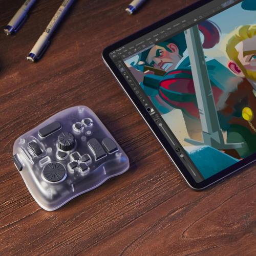 TOUR BOX Elite Plus - iPad Drawing Bluetooth Controller, Video Editing Photo Color Grading Speed Editor, Programmable Creative Console Keyboard for DaVinci Procreate Adobe Softwares and More