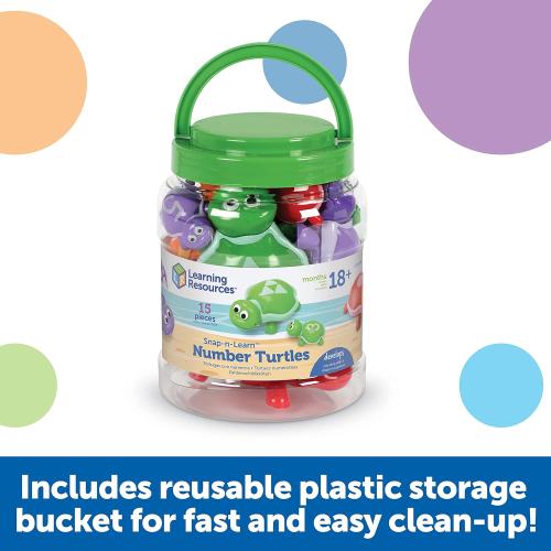 Learning Resources Number Turtles Set - 15 Pieces, Ages 18  months Fine Motor Toys for Toddlers, Counting Toys for Toddlers, Color & Sorting Toy, Turtle Toys for Kids