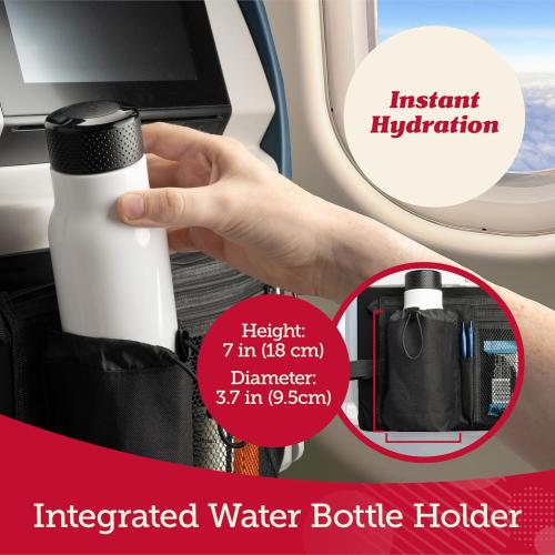 Lusso Gear Premium Black Airplane Tray Table Cover with 5 Compartments - Sanitary, Machine-Washable, Foldable - Black