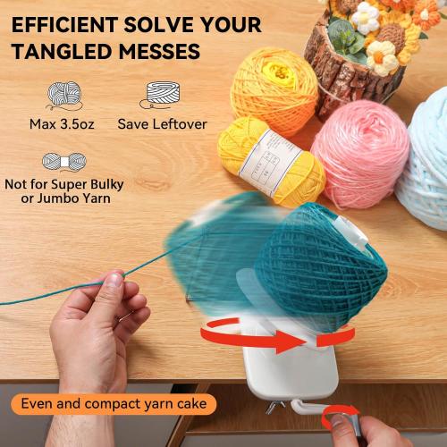 SPEENSUN Yarn Winder, Yarn Spinner, 3.5 OZ Easy-to-Install and Efficiently Yarn Ball Winder with Lower Noise, Yarn Winder Manual for Crochet and Knitting Enthusiast for Yarns Below Size 5