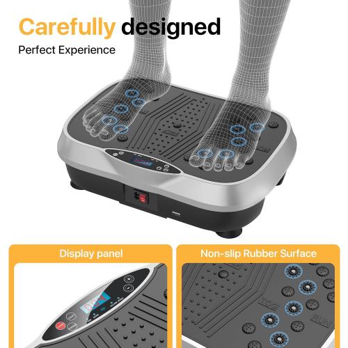 Vibration Plate Exercise Machine for Lymphatic Drainage, 10 Preset Modes & 200-Level Vibrating Platform for Whole Body Fitness, Bluetooth Audio, Home Gym Shake Plate with Resistance Bands