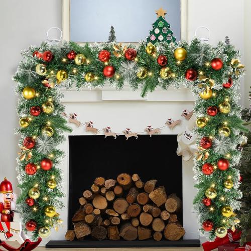 Beinhome 6 Ft Pre-Lit Christmas Garland, Artificial Christmas