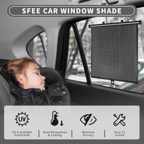 Sfee Car Window Shade for Side Windows, 2 Pack Sun Shade Retractable for Car Blocks Heat and UV Rays Glare Protection Roller Sunshade Visor for Baby, Kids, Pets, Passengers