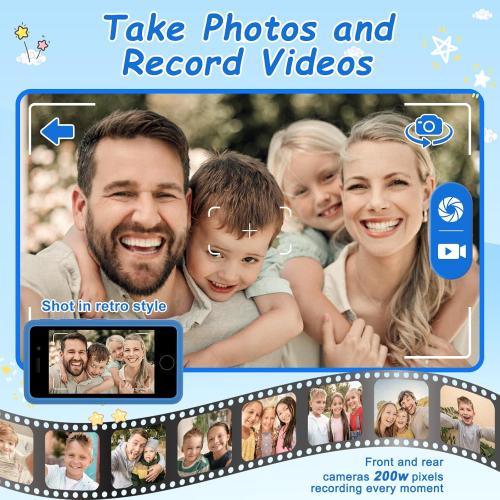 3.97 Touchscreen Kids Toys Smart Phone, Kids Phone with Games & Dual Camera, Toddler Toys Phone, Boys and Girls Learning Toy Phone for 3-9 Years Old (Blue)