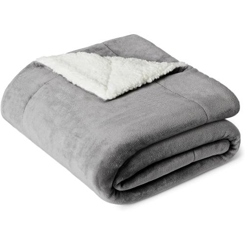 Amazon Basics Reversible Sherpa Throw Blanket, Dark Gray, 50x60