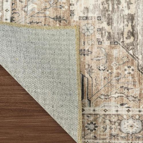 RUUGME Washable 12x18 Area Rug - Large Vintage Rugs with Non Slip Backing Ultra-Soft Stain Resistant Carpet for Bedroom Dining Room Indoor Low Pile Carpets Home Decor Mat 12x18 Beige