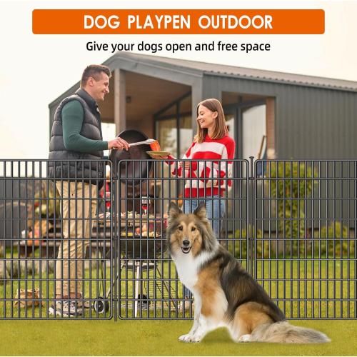 15 Panels No Dig Fence with Gate, 32 in(H) X 36 ft(L) Garden Decorative Fence Animal Barrier for Dogs, Rustproof Metal Garden Edging Border for Outdoor, Yard, Patio, Black