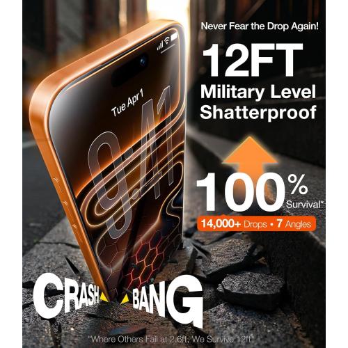 UltraGlass TOP 9H  Armor for iPhone 17 Pro Max Privacy Screen Protector | NO.1 Military Grade Shatterproof, Privacy Screen 17 Pro Max Tempered Glass 17 ProMax, 100% Anti Spy, Longest Durable, 2 Pack