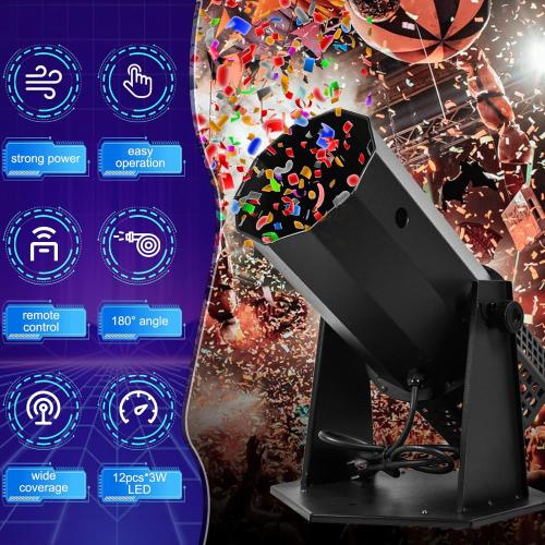 Black Professional Electric Confetti Machine - DMX Control Digital Confetti Cannon with Remote for DJ Party Nightclub Wedding Stage Concert Event Show Christmas