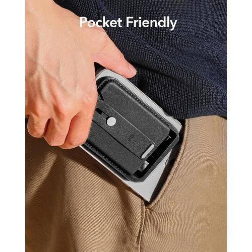 ESR for MagSafe Wallet Stand w Grip, RFID Blocking w MagSafe Ring, 5 Card Holder for Phone Case, Magnetic Wallet for iPhone 17/16/15/14/13/12(Not for Mini), Selected Samsung, Adjustable Stand, Black