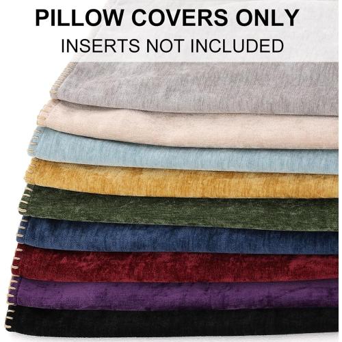 decorUhome Spring Chenille Soft Cozy Throw Pillow Covers 22x22 Set of 2, Modern Farmhouse Boho Velvet Decorative Euro Sham Pillow Cases with Stitched Edge for Couch Sofa Bed Home Decor, Cream White