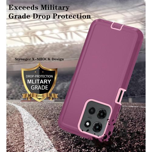 Qinmay for Moto G Stylus 5G 2026/2025 Case, 3-Layer Cover, WineRedPink