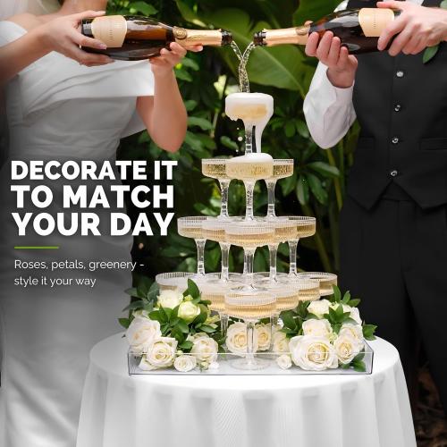 KSESTOR Champagne Tower Plastic Drip Tray - Large Serving Tray - 17x17in