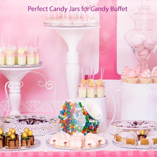 DilaBee 2-Pack Plastic Cookie Jar 1.5 Gallon (197oz) - Large Cookie Jar, Hexagon Candy Dish with Lid for Kitchen, Candy Bowl for Office - Sugar and Flour Containers, Plastic Jar with Labels - BPA-Free