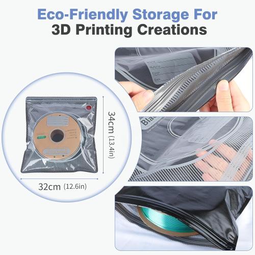 20 Pack 3D Filament Storage Bags, Vacuum Sealed & Light-Proof Reusable Bags for 1.75mm 2.85mm 3D Printer Filament (12.6x13.4 Inch) - Pump Not Included