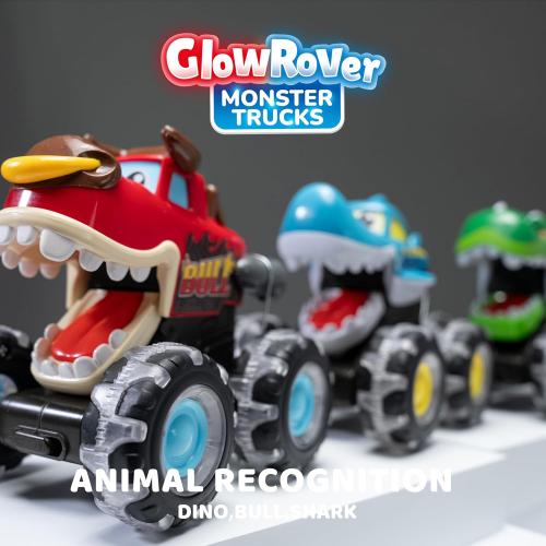 JOYIN 3 Pack Monster Truck Toy - Motion Activated Light Up Cars for Toddlers - Monster Glow Rover LED Wheels - Baby Boy Toys - Press and Go Trucks for Kids Boy Birthday Gifts Easter Basket Stuffers