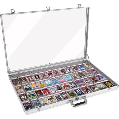 34x22 Aluminum Sports Card Display Case for Baseball MTG Collectible Cards, XL Large Table Top Trade Show Display Case with Lock for Graded Cards Jewelry Craft Collectibles