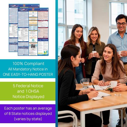 Labor Law Posters Texas 2026, English, Spanish, State Federal Notices | 26 x 39.5, Federal Workplace Notices With OSHA, EEOC, FMLA, Minimum Wage, HR Office, Worksite, Employee Posting Details